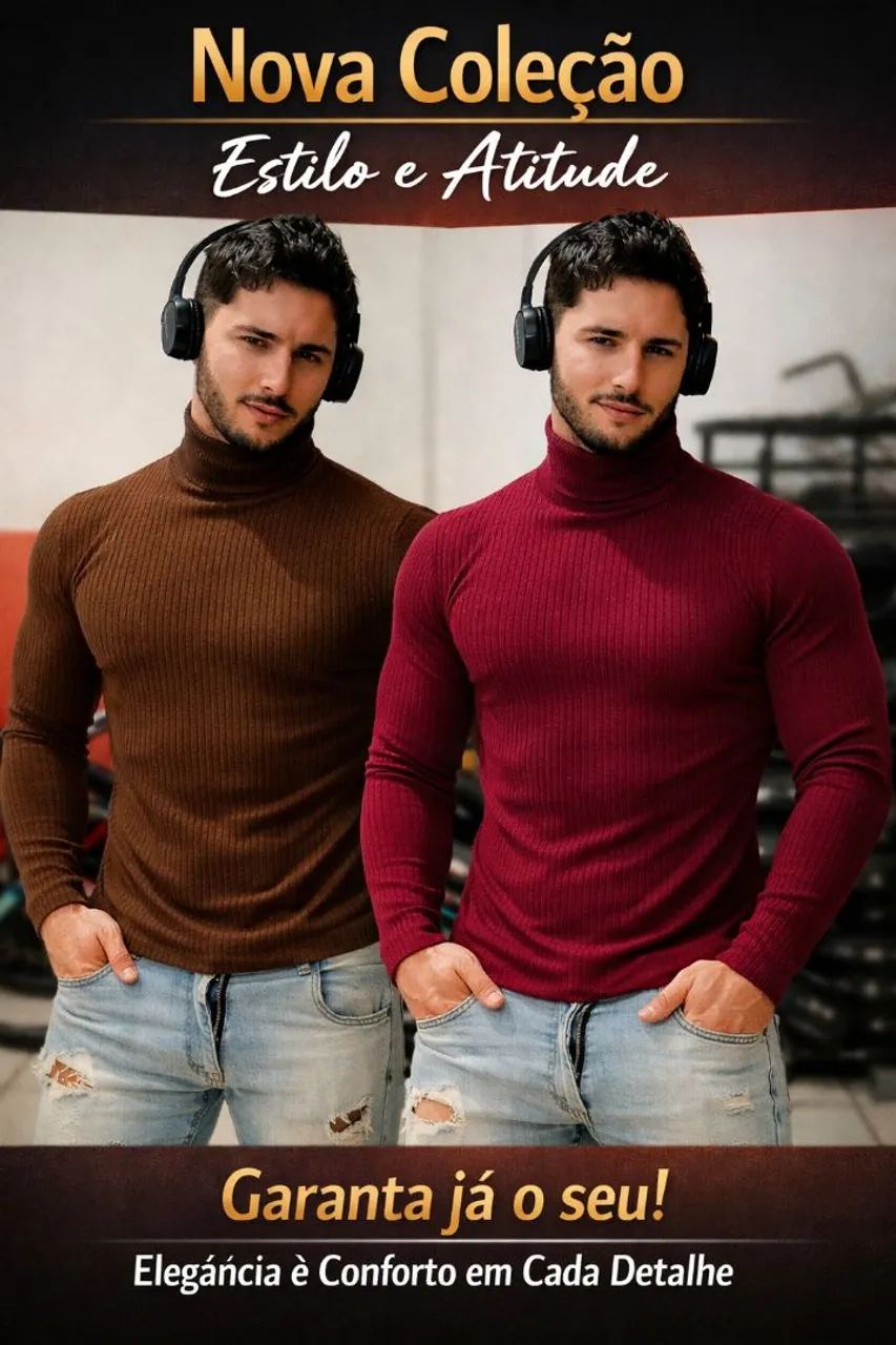Camisa gola alta manga longa
