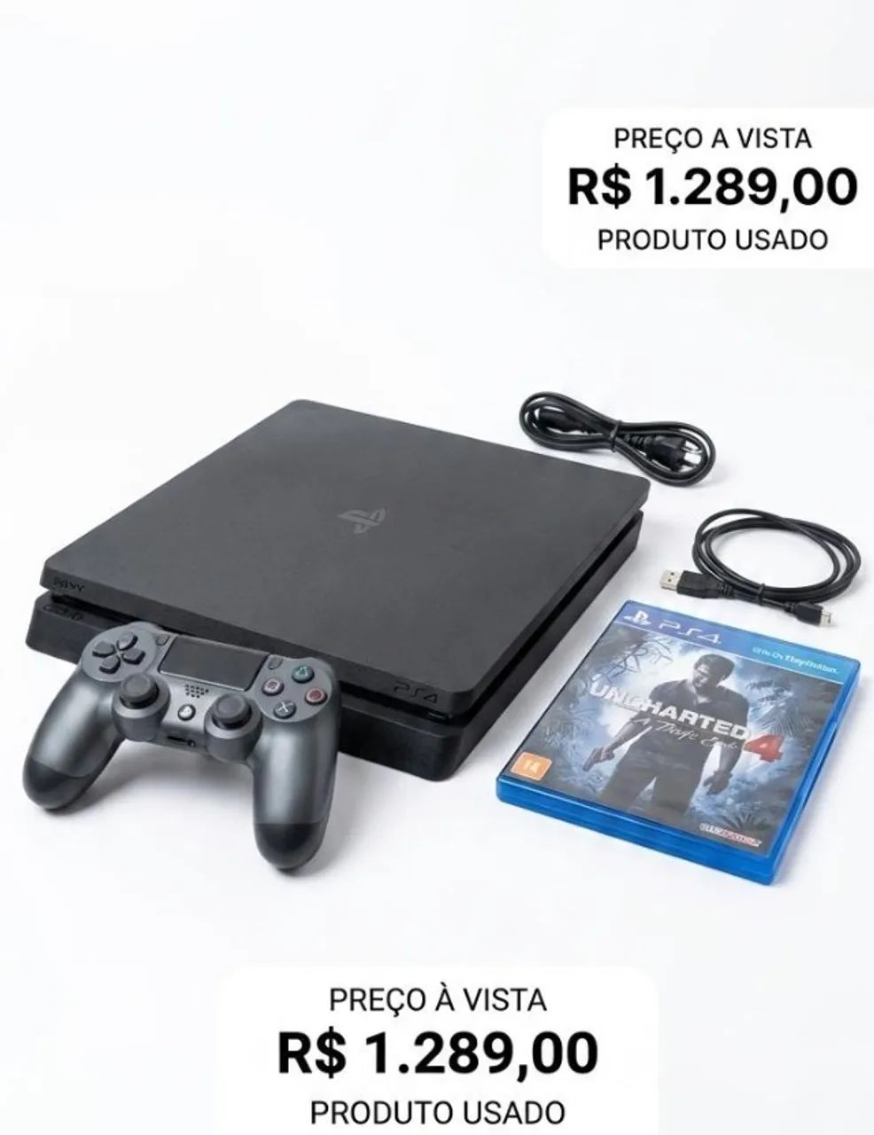 PS4 Slim 2 Controles e 1 jogo - Foto 2