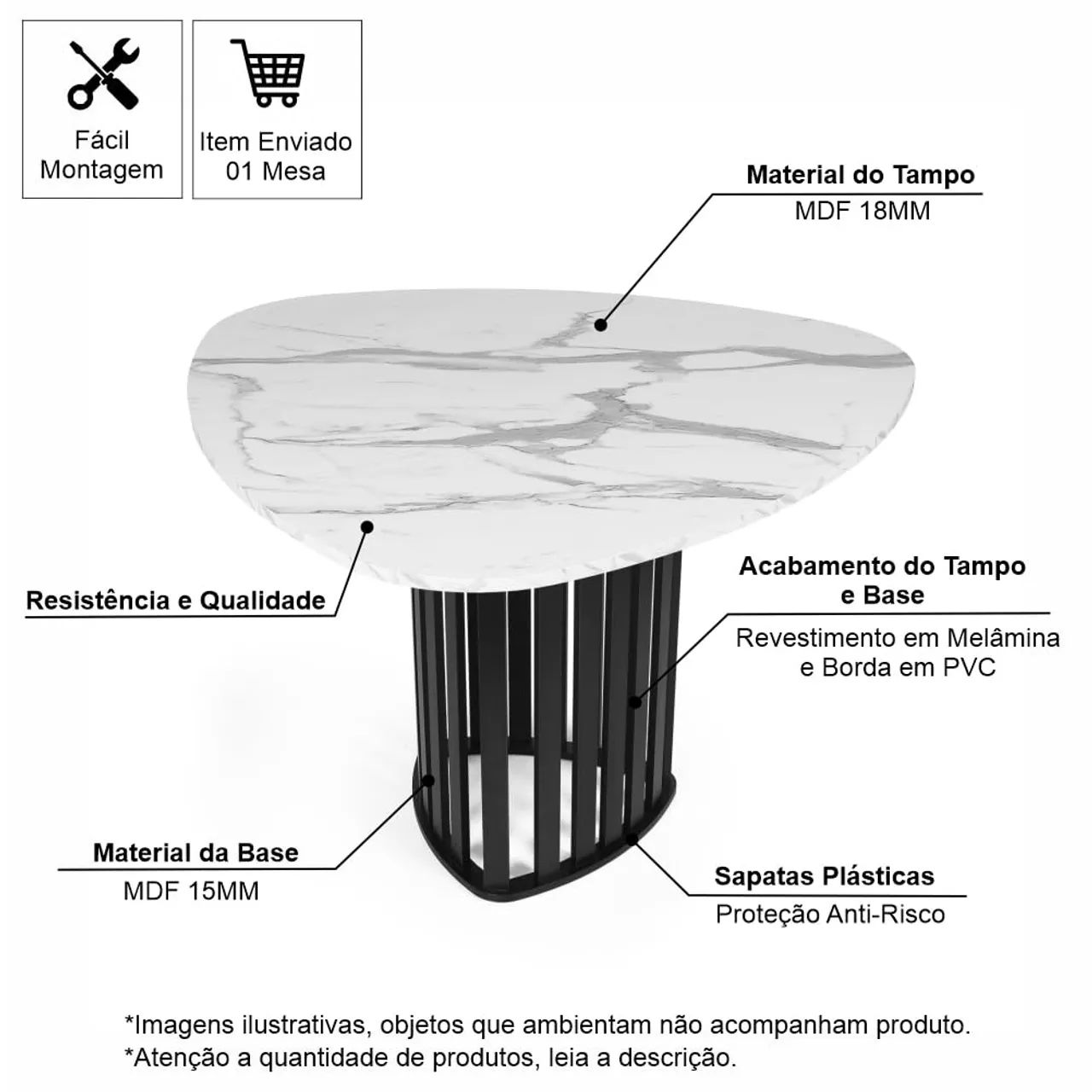 Mesa orgânica 4 lugares  toda em MDF  - Foto 4