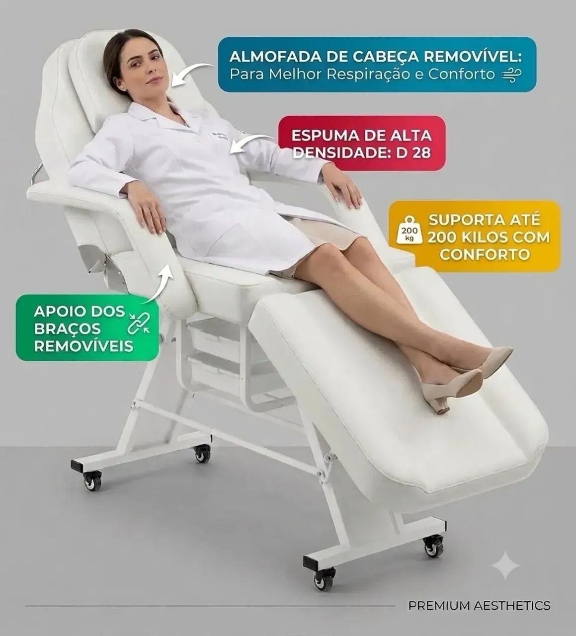 Maca poltrona com rodinha para estética  - Foto 2