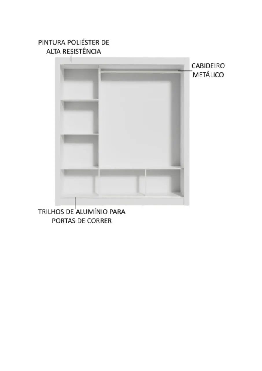 Guarda Roupa Casal  3 Portas de Correr - Cor: Branco - Foto 2