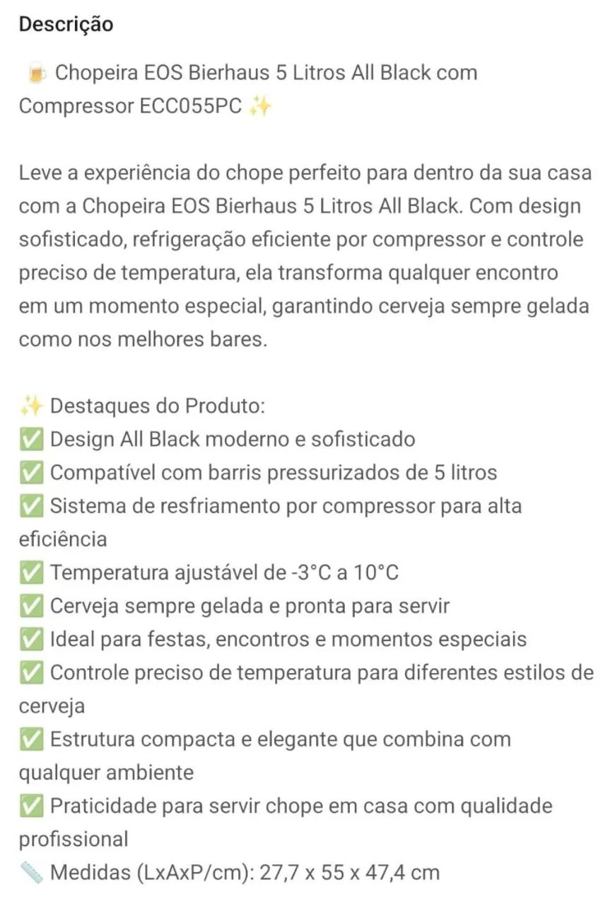 Chopeira EOS COMPRESSOR BIERHAUS 5 litros  - Foto 3
