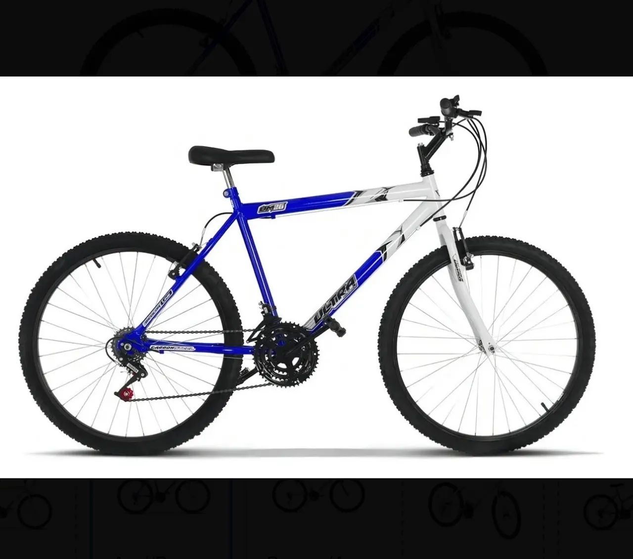 Bicicleta aro 26 de alumínio 18marchas, azul e branco
