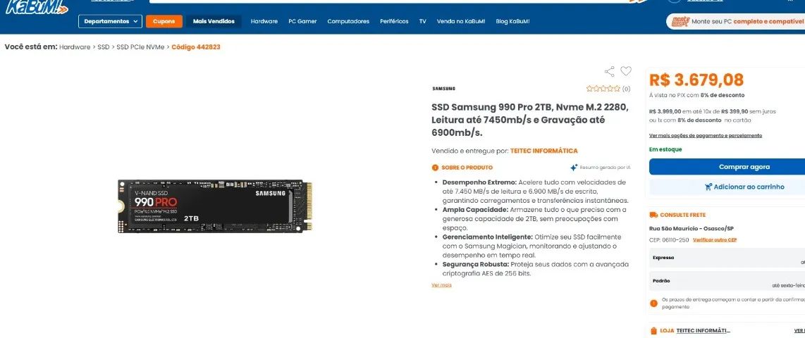 Ssd Samsung 990 Pro 2tb Estudo Troca - Foto 2