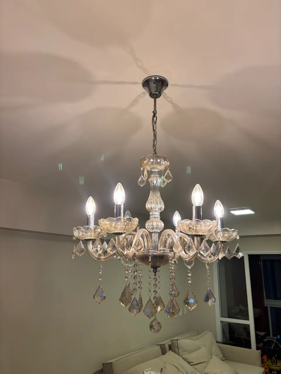 Lustre de cristal na cor bronze com 6 braços - Foto 2