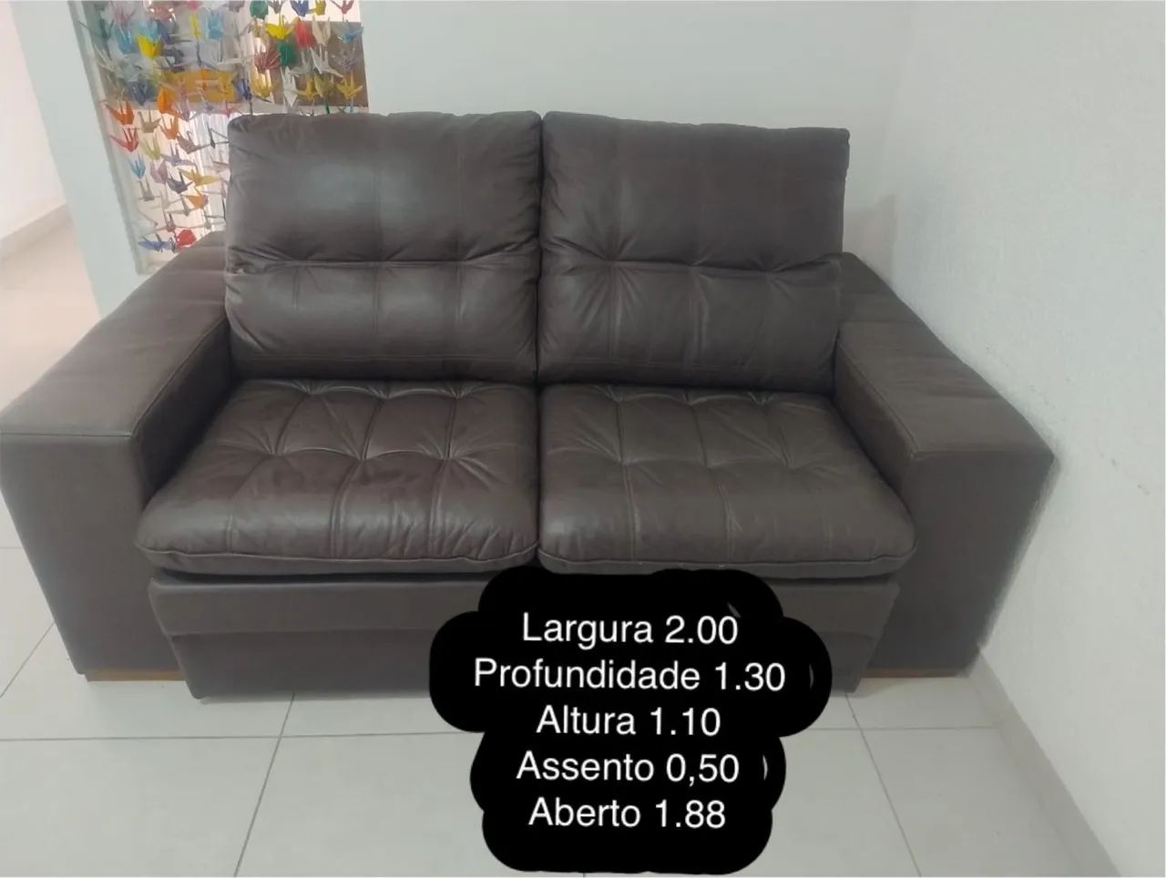 Sofá em Couro Retrátil e Reclinável (Seminovo)