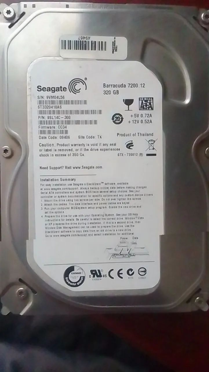 HD 320GB e CPU