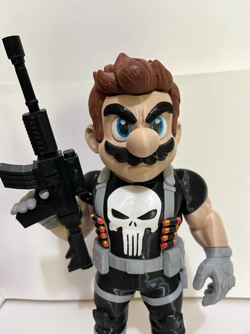 マリオ x パニッシャー 3Dカスタムフィギュア Super Mario The Punisher - 3D alta qualidade - Decorações Para