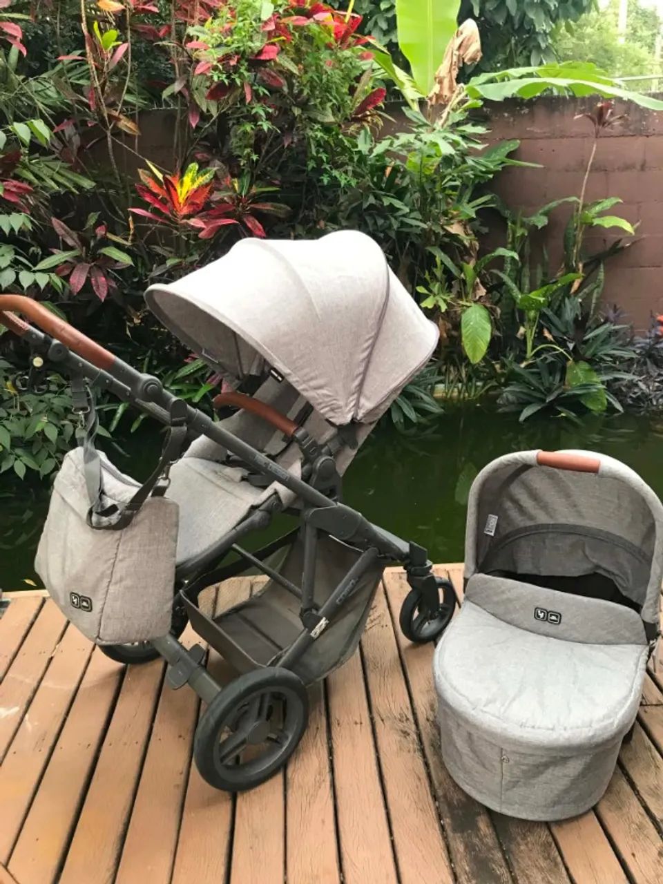 Carrinho De Bebê ABC Design Como 4 Trio Com Moisés E Bolsa - Foto 5