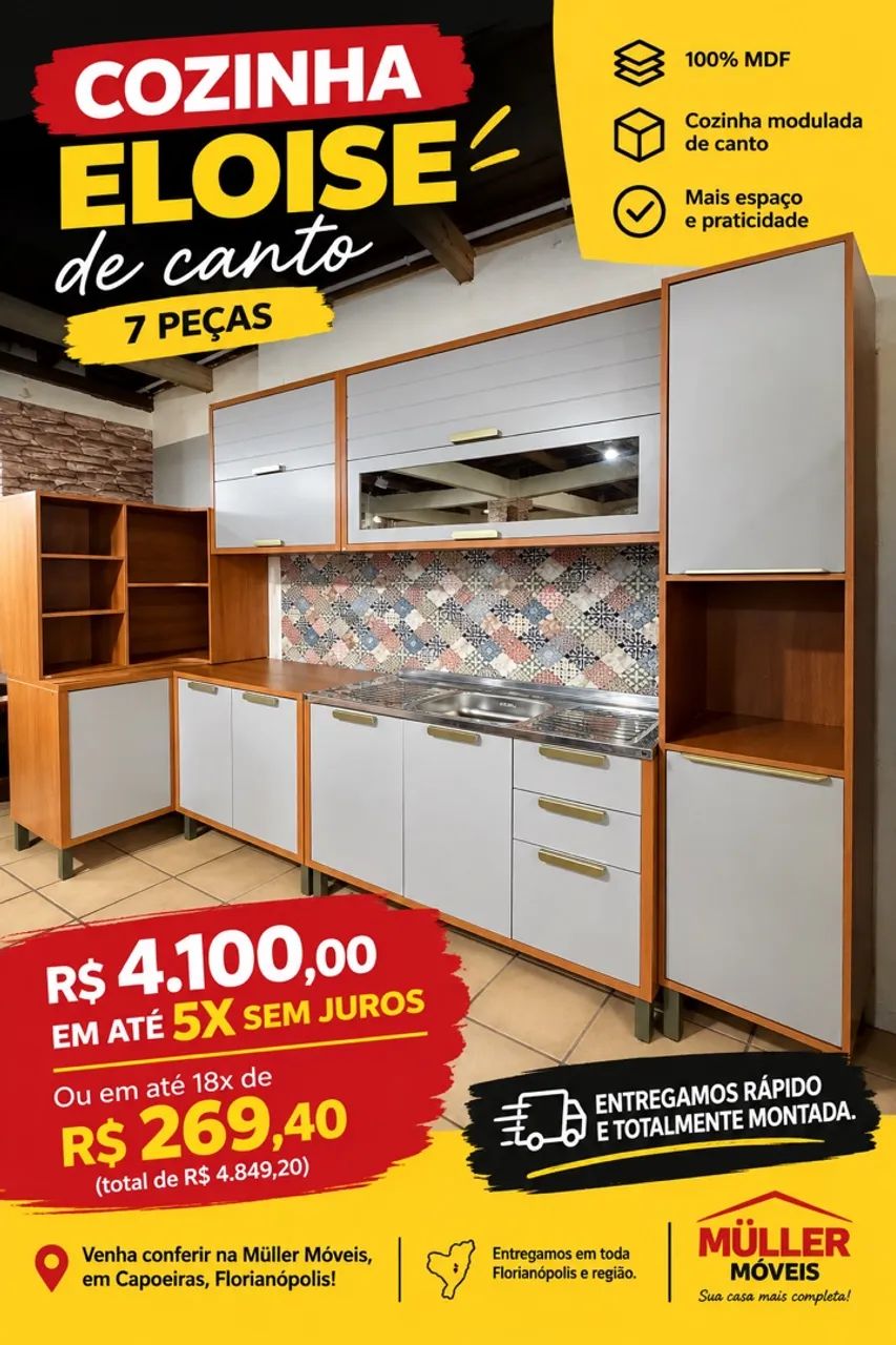 Cozinha de canto em MDF (NOVA) 