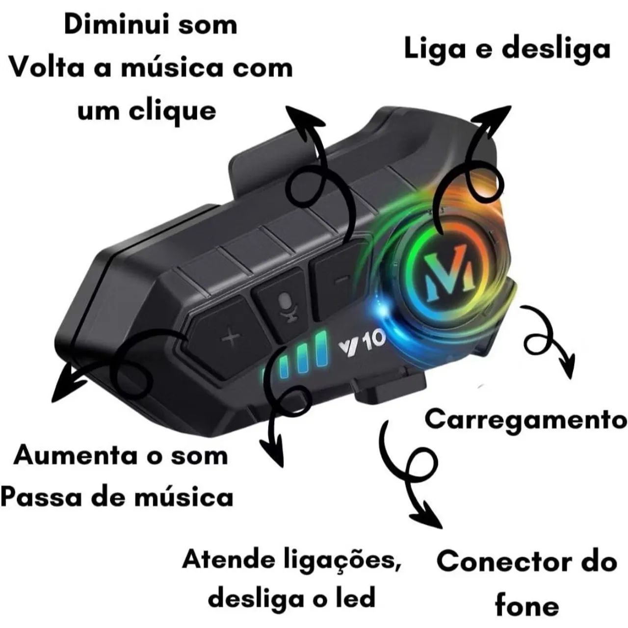 Intercomunicador de capacete com fones  - Foto 2