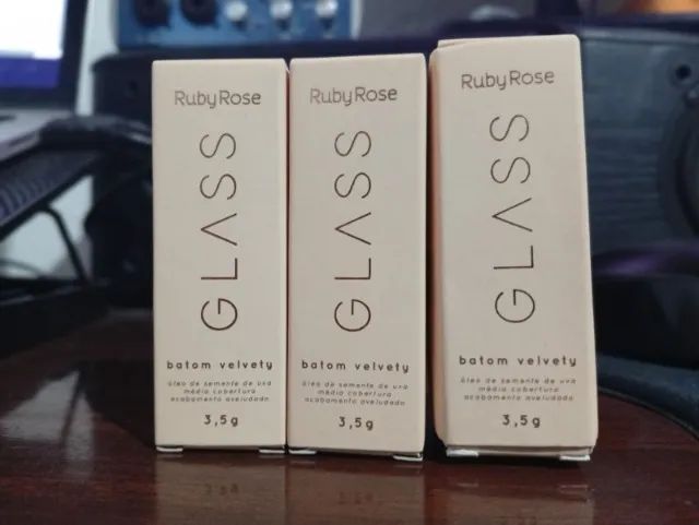 Batom Velvety Glass Ruby Rose Acabamento Aveludado Kit com 3