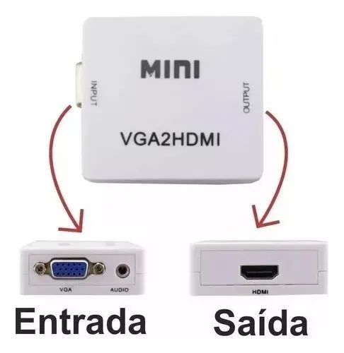 Adaptador Conversor Vga Para Hdmi Áudio Tv Video - Loja Coimbra Computadores Entregamos - Foto 3