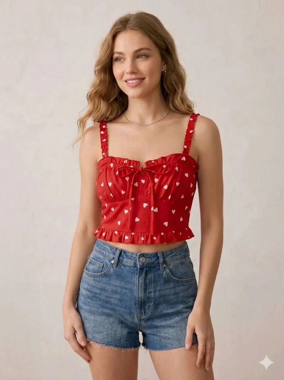 Cropped da shein vermelho com corações  - Foto 5