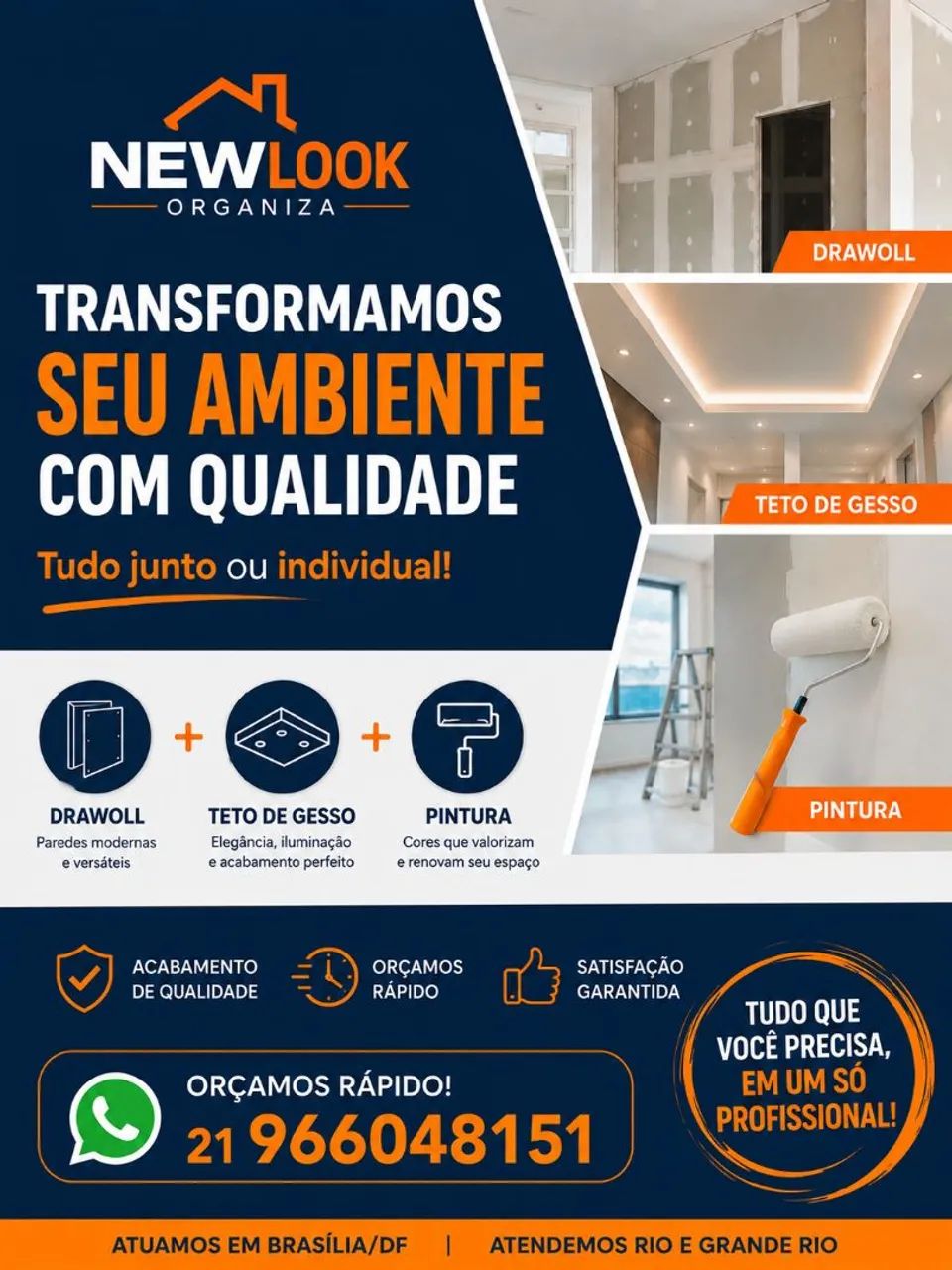 Drywall, Teto de Gesso e Pintura com Acabamento Profissional!