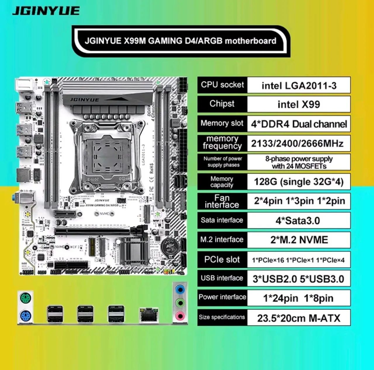 PLACA MAE X99 JGINYUE ARGB . PLACA ROBUSTA COM 8 FASES. - Foto 4