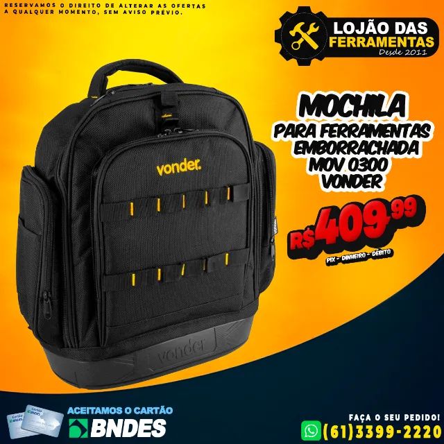 Mochila Para Ferramentas Mov 0300 Emborrachada Vonder