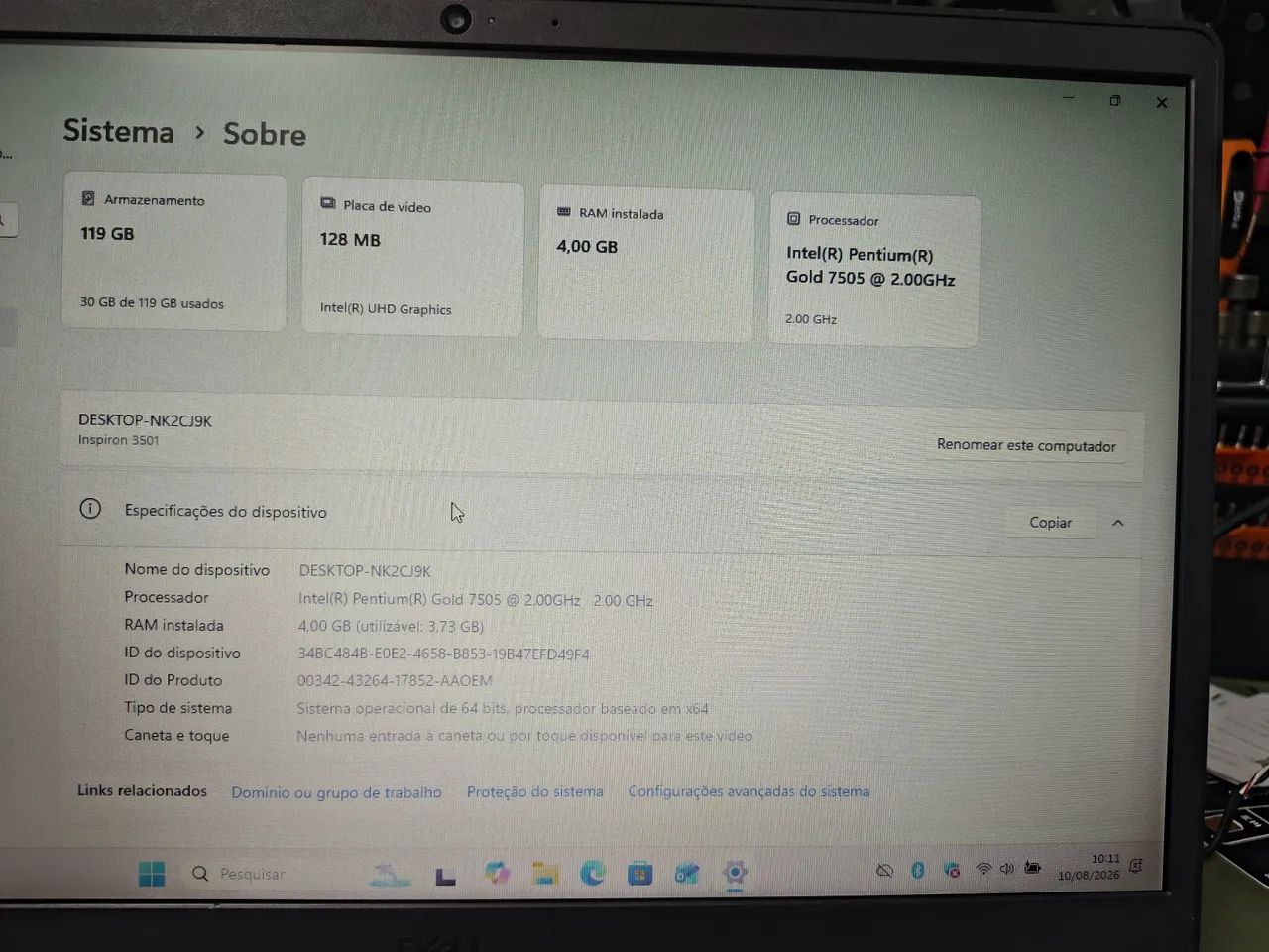 Notebook Dell Inspiron 15.6" | SSD 128GB | Rápido para Estudos e Trabalho - Foto 5
