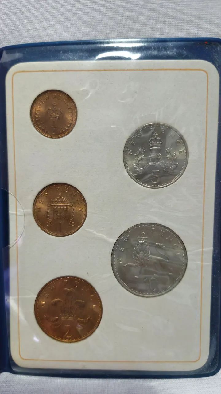 5x moedas Royal Mint Britain First Decimal Coins Original Pack - Foto 3