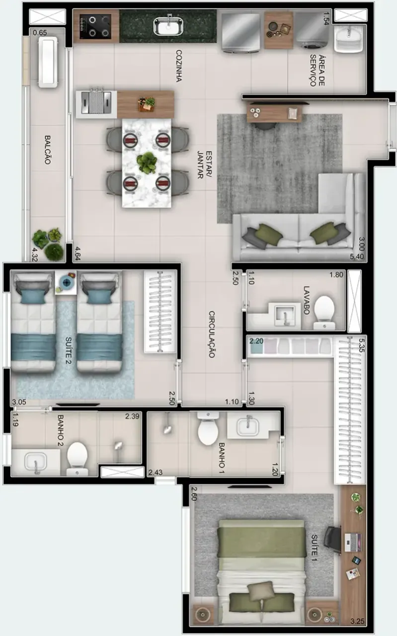 PLANTA 68m²