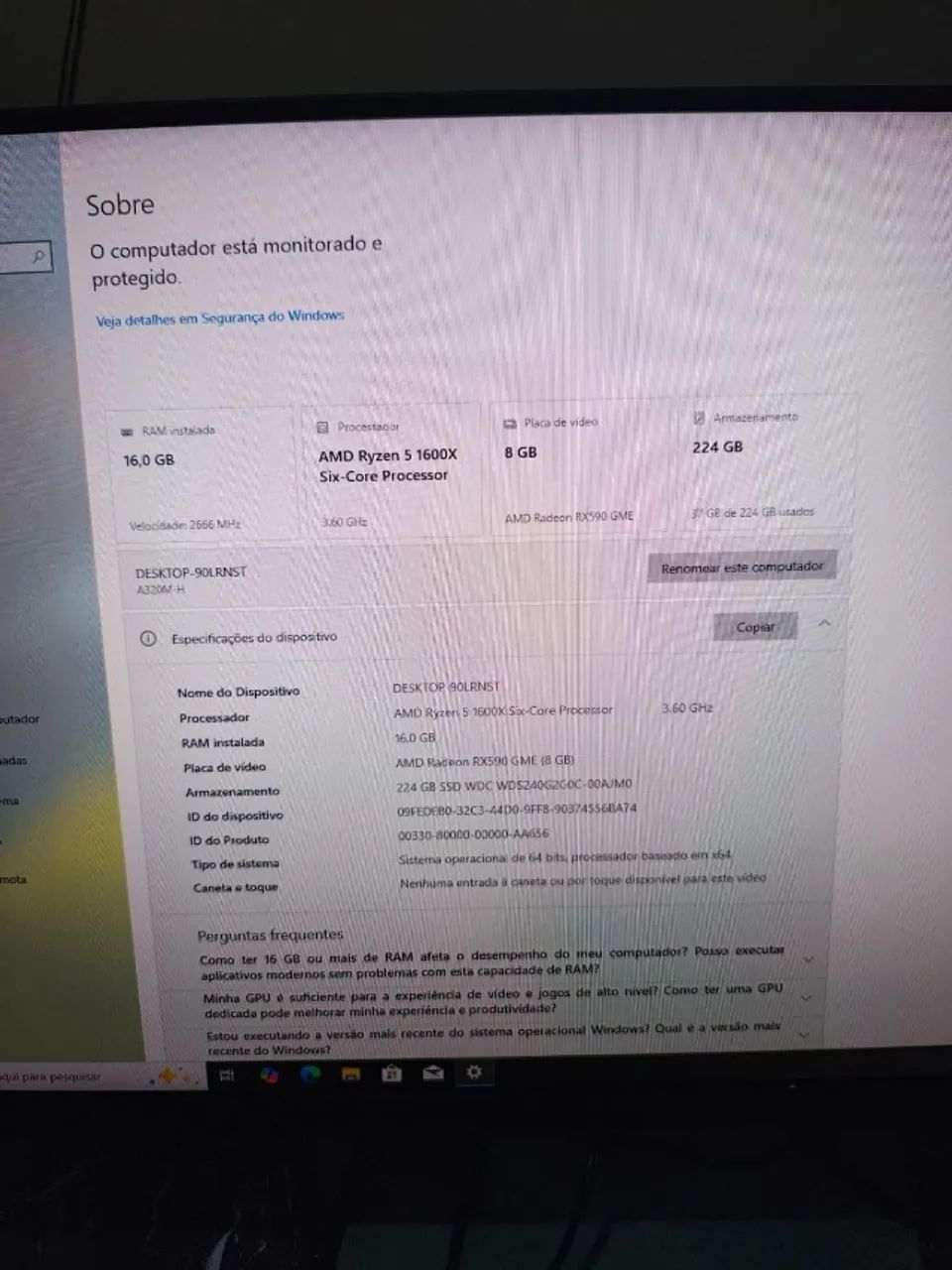 PC Gamer Ryzen 5 1600x e RX 590 - Foto 2