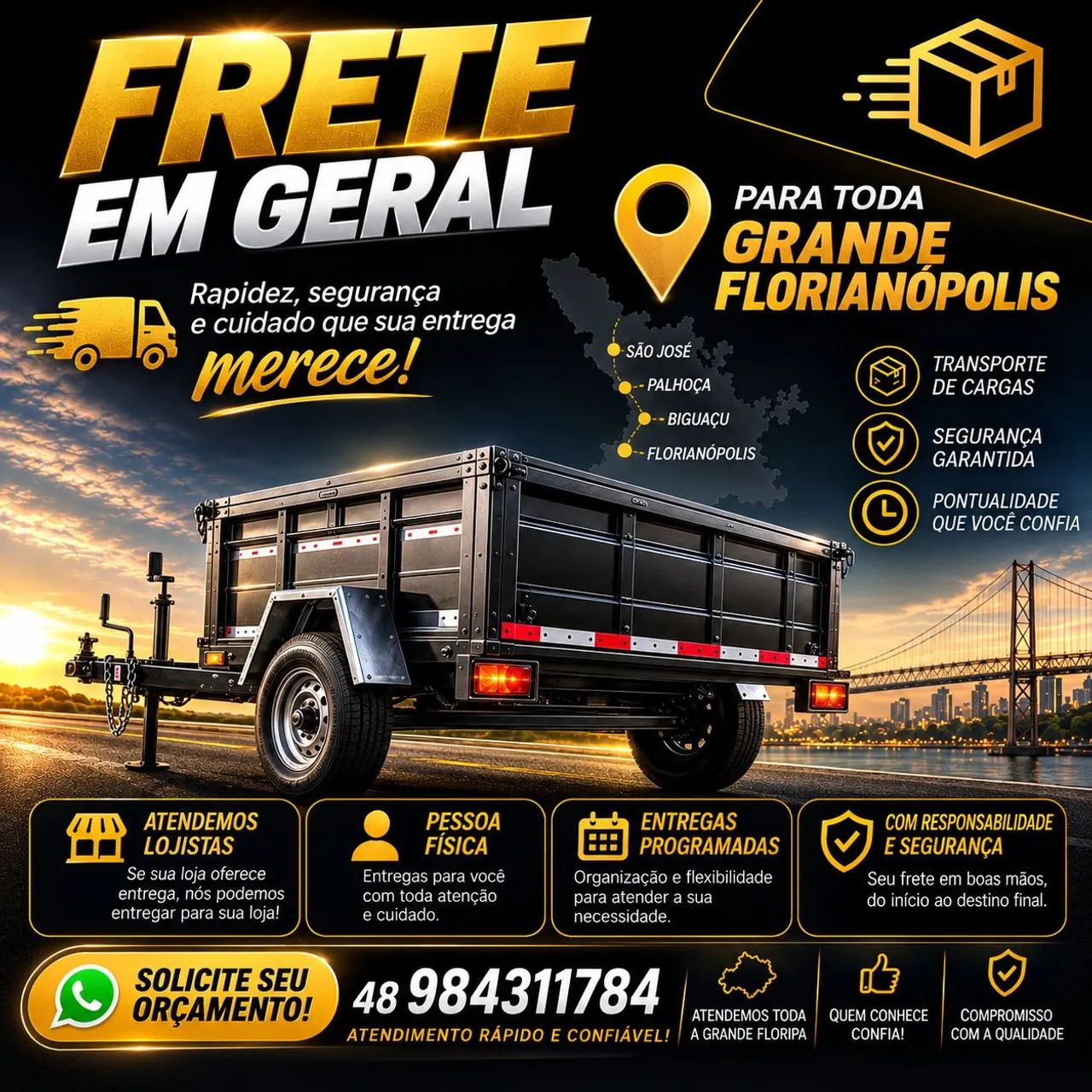 Fretes para toda grande Florianópolis 