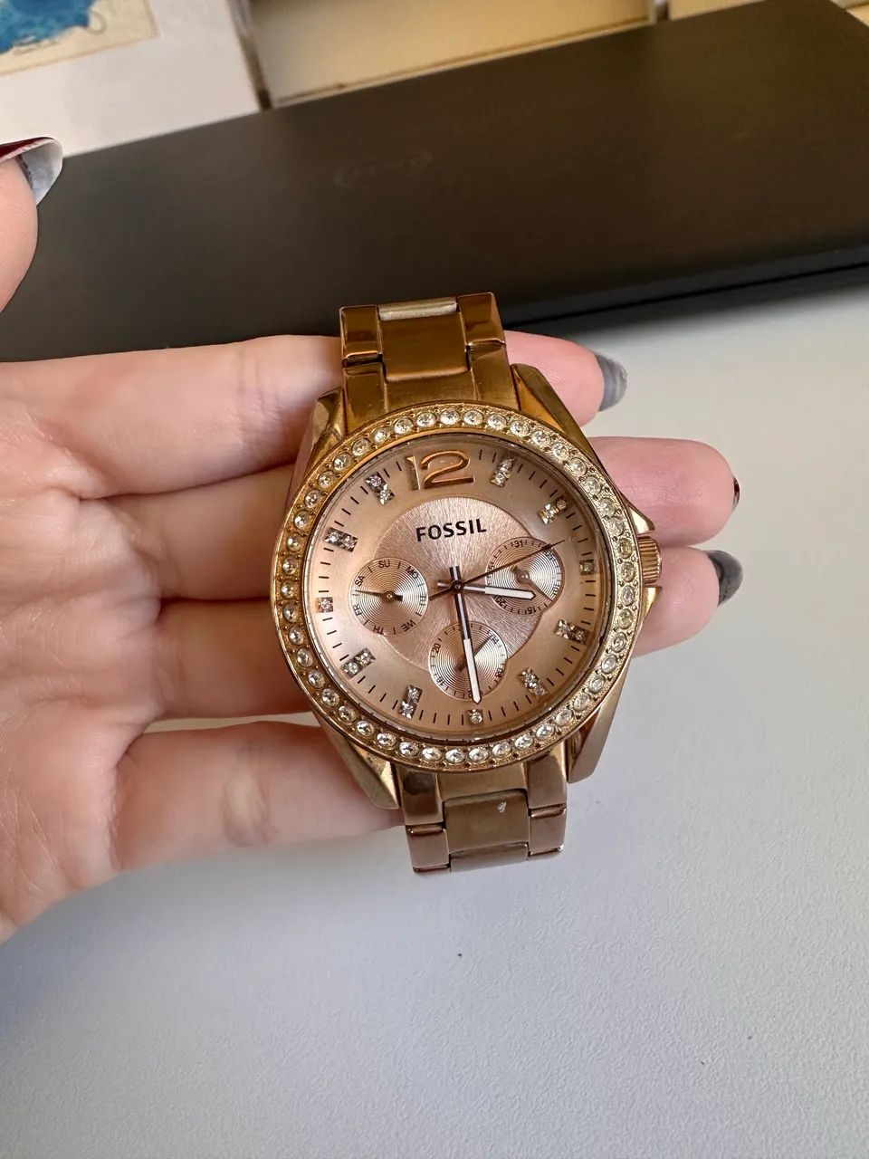 Relógio fóssil rose gold