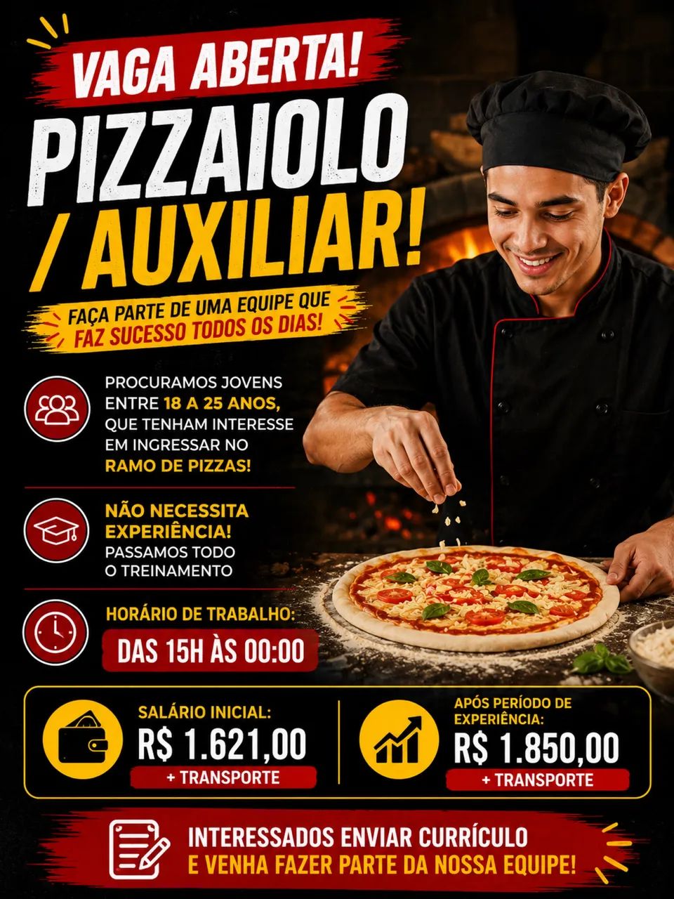 VAGA PARA AUXILIAR / PIZZAIOLO 1