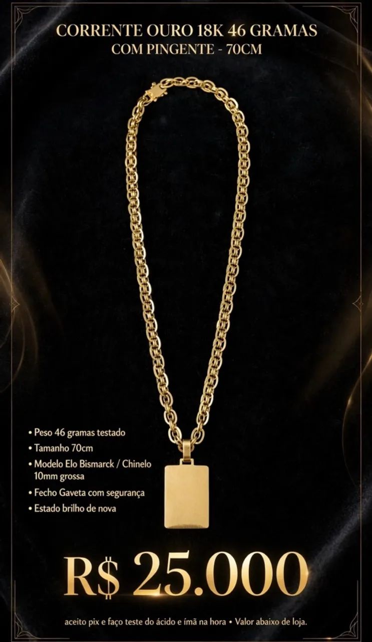 Cordão de ouro 18k peso 46 g