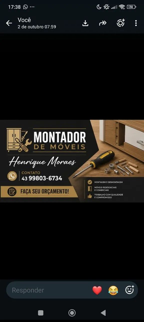 Faço serviço de montagem e desmontagem de móveis 