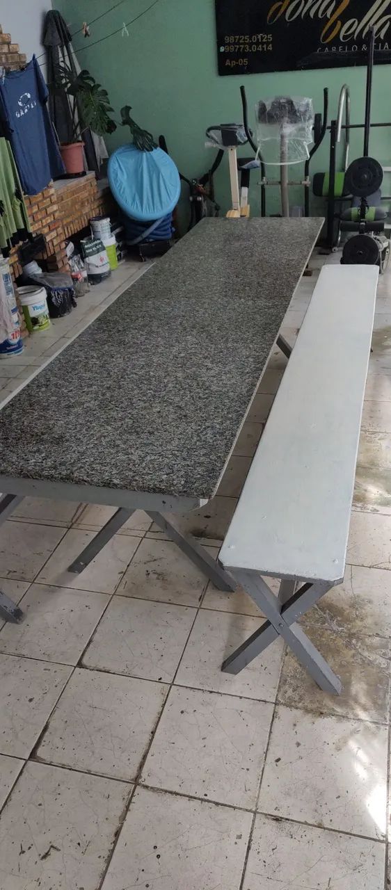 Mesa Rústica em Granito e Madeira de Lei - Foto 3
