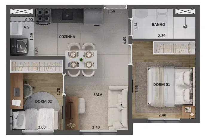 PLANTA 34m²
