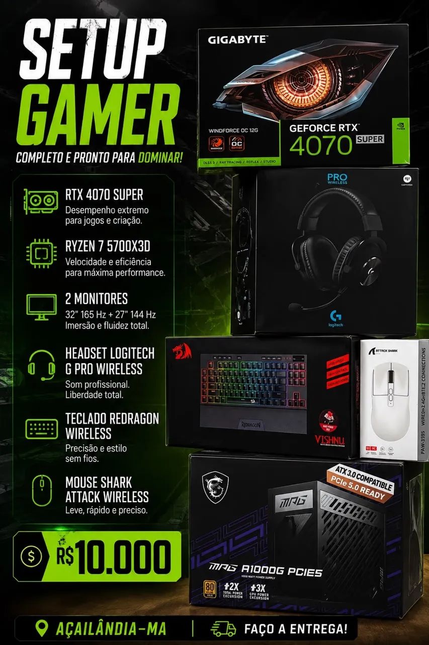 Computador PC GAMER-RYZEN 7 5700X3D RTX 4070 SUPER