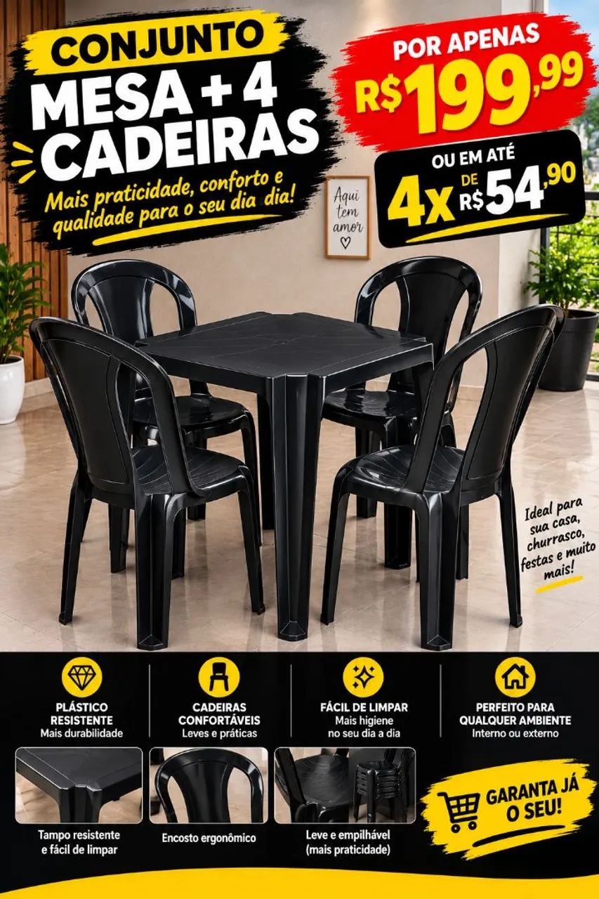 Conjunto mesas e cadeiras de plástico.  - Foto 2