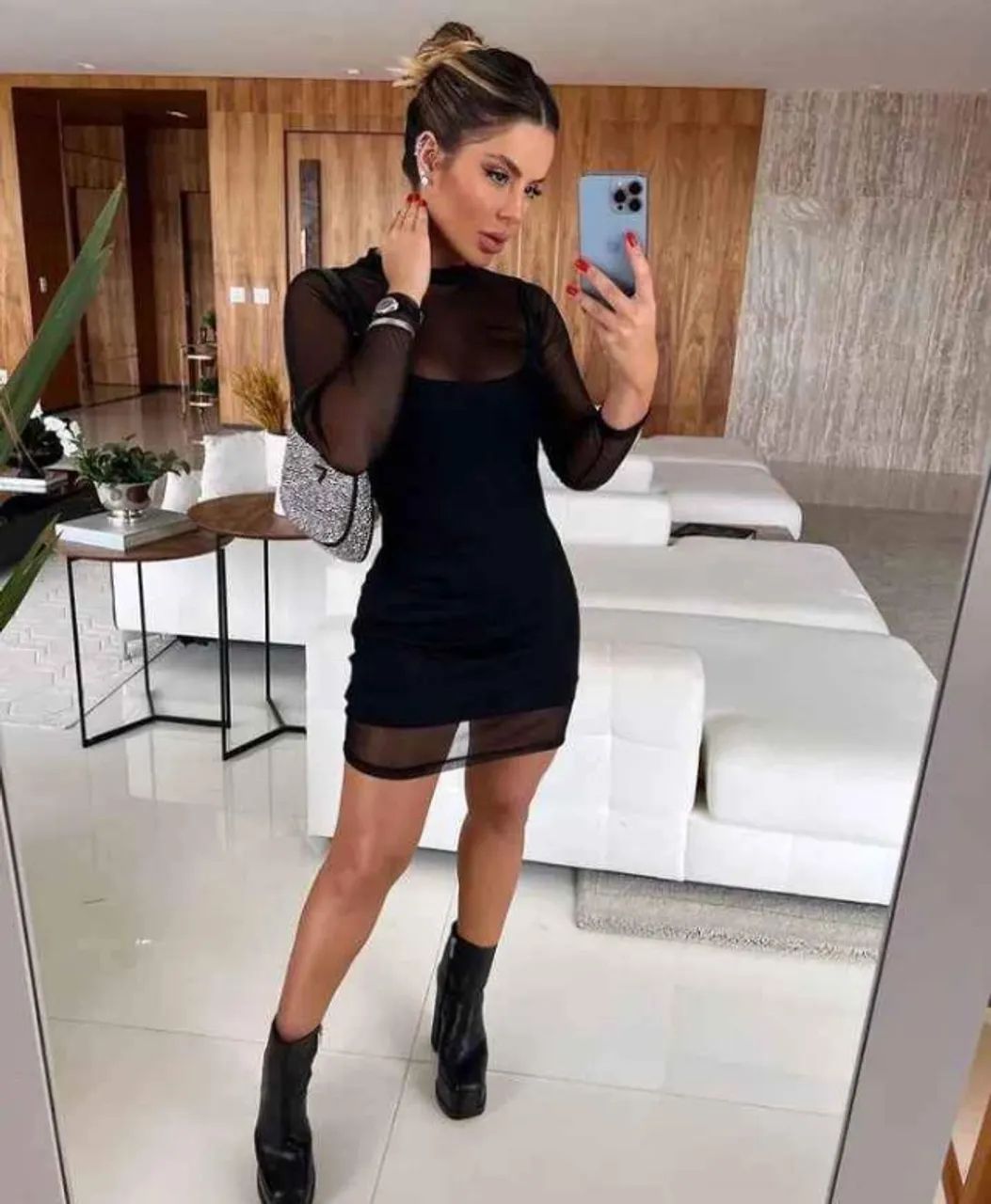 Vestido curto manga longa tule  - Foto 2