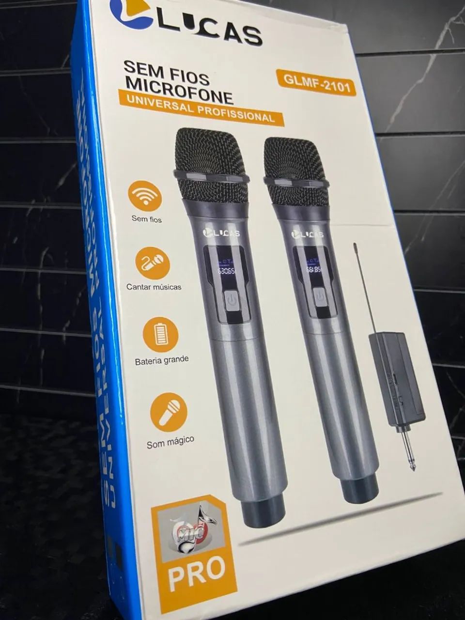MICROFONE PROFISSIONAL DUPLO SEM FIO GLMF-2101 LUCAS - Foto 4