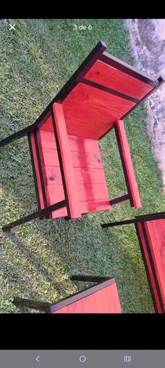 Conjunto de 4 peças para área rústica em metalan e madeira 