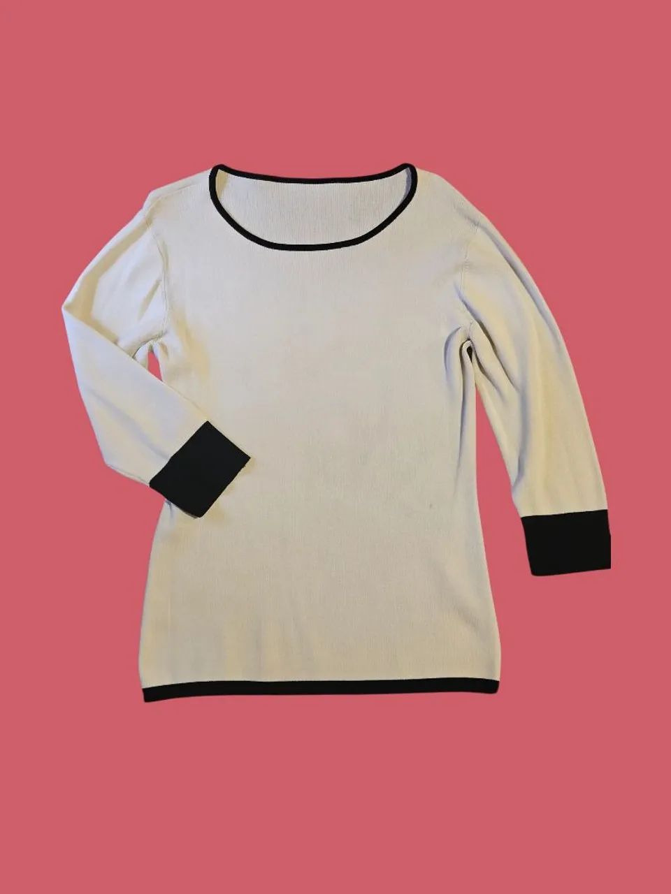 CONJUNTO BLUSA E COLETE MALHA - PRETO E BRANCO<br> - Foto 5