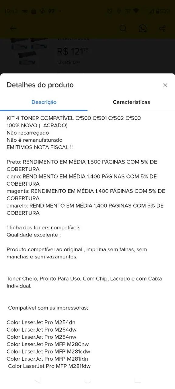 Kit toner M254dw CF500A CF501A CF502A CF503A - Foto 3