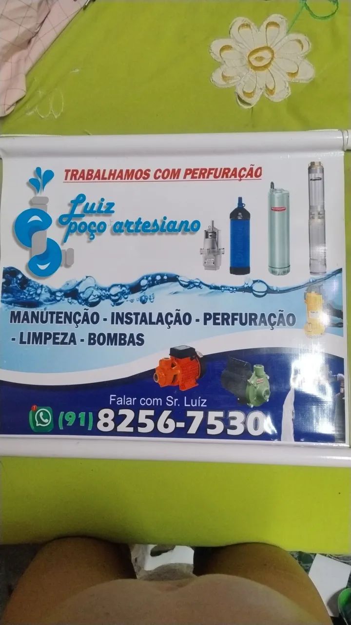 Trabalhamos com perfurações, instalações, limpezas, bombas, etc...