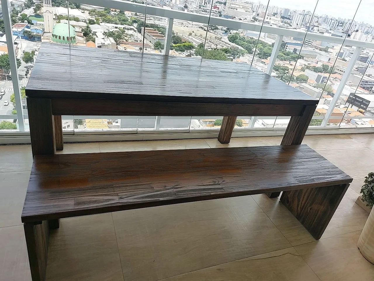 Mesa madeira rústica, externa ou interna com extensor de tamanho  - Foto 3