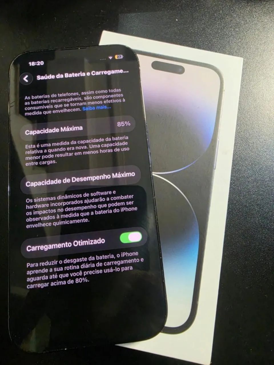 iPhone 14 Pro 256GB Space Black - bateria 85% com caixa
