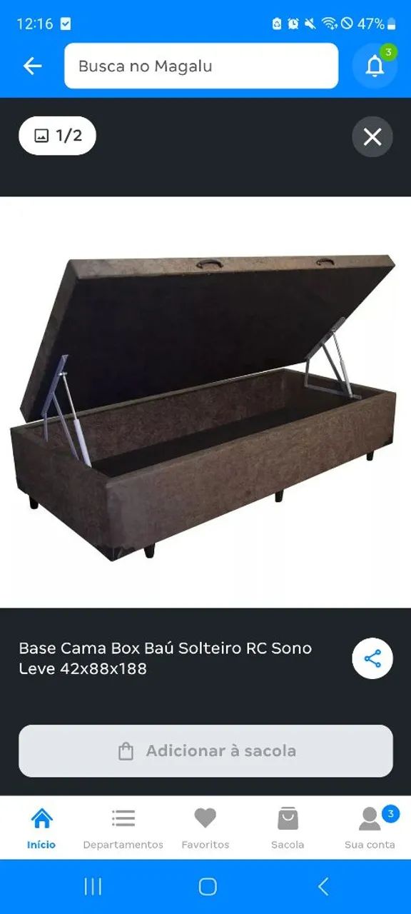 Base cama solteiro baú 