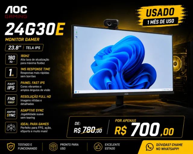 MONITOR AOC - 24G30E - 180hz NA CAIXA