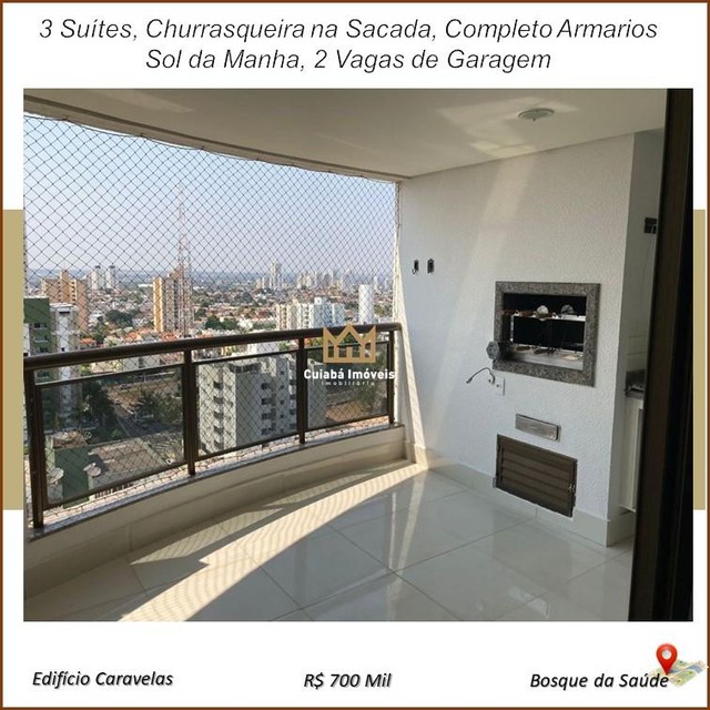 Apartamento para Venda em Cuiabá, Bosque da Saúde, 3 dormitórios, 3 suítes, 4 banheiros, 2 - Foto 4