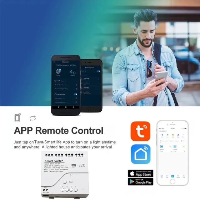 Smart Wifi 4 Canais - Tuya Interruptor Inteligente 4 Canais 4ch Wifi + Rf 433mhz - Foto 4