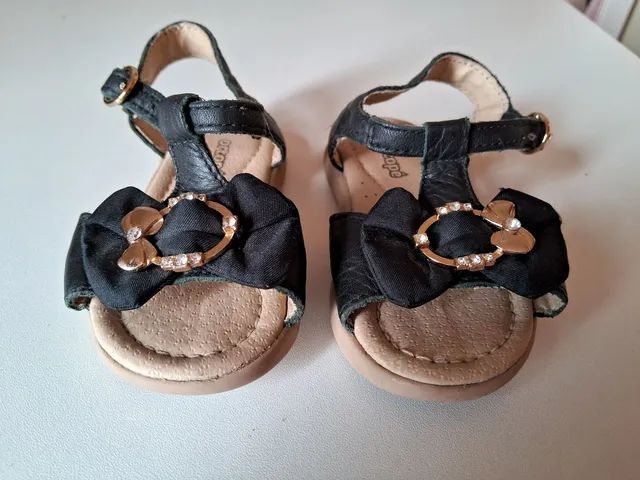 Sandália de Couro Preta Ortopé - Tamanho 19 - Foto 2