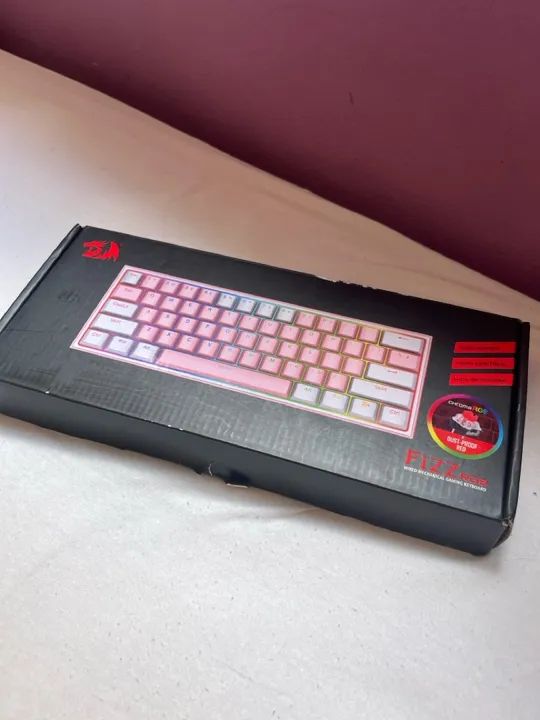 Teclado Mecânico Gamer Redragon Anivia, RGB, Branco e Rosa