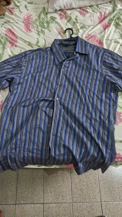 Camisa Givenchy Listrada Azul e Cinza
