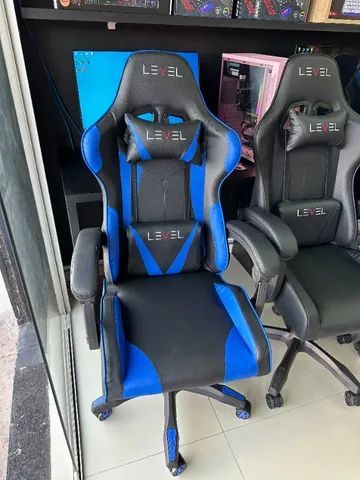 Cadeira Gamer Level  Preto/Azul: Domine o Game com Conforto e Estilo! - Foto 2